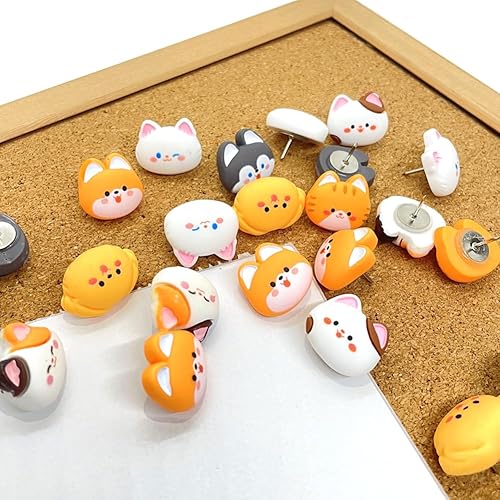Miniatura 7 de 35 pines de empuje para gatos y perros, lindos animales, tachuelas decorativas de dibujos animados para tablero de corcho, fotos, pared, notas,