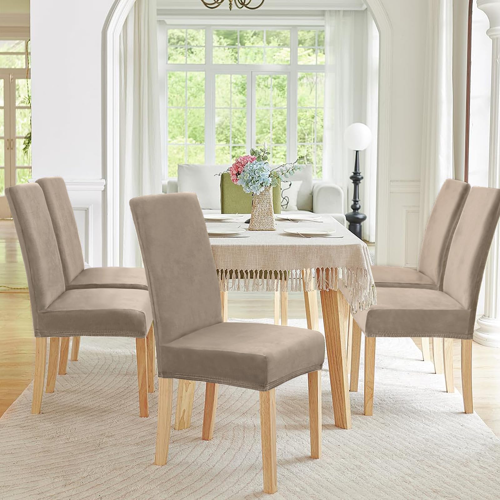 Alishomtll Lot de 6 housses de chaise stretch en velours - Housse de chaise en velours/velours - Housse de chaise pour fauteuil inclinable - Husses élastiques - Protection lavable pour chaises