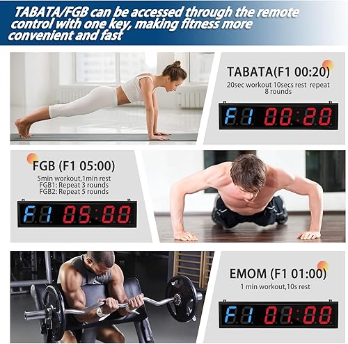 Miniatura 4 de Temporizador de fitness multifunción de 4.0 pulgadas, Temporizador de intervalo de pantalla grande Tabata/FGB/EMOM, adecuado para gimnasio/juego