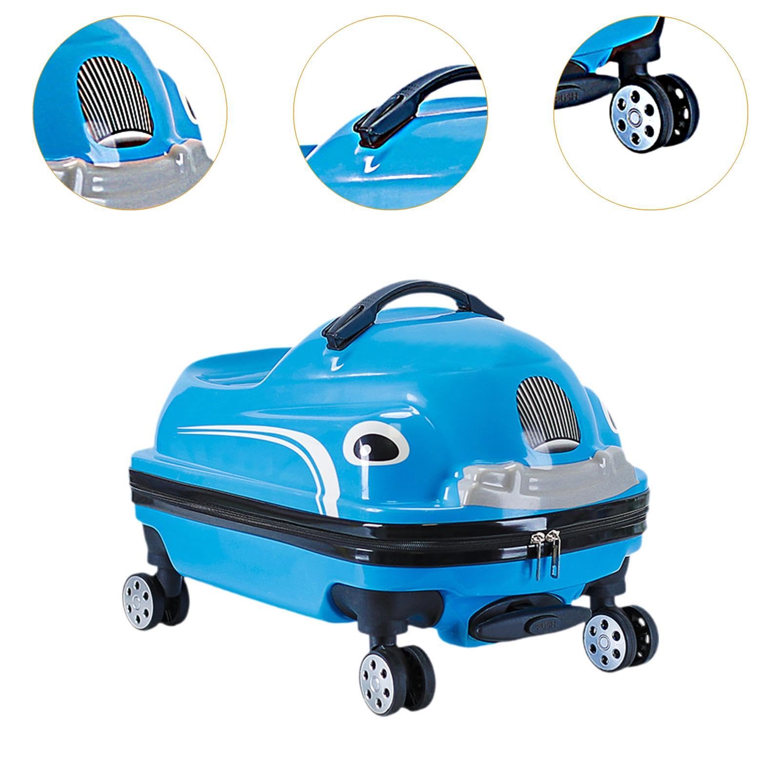 Ride On 20 Ride On Trolley Bambini Valigia Ruote Car Design Cartoon Adatto a Viaggi Scuola Regalo Bambini, Blu