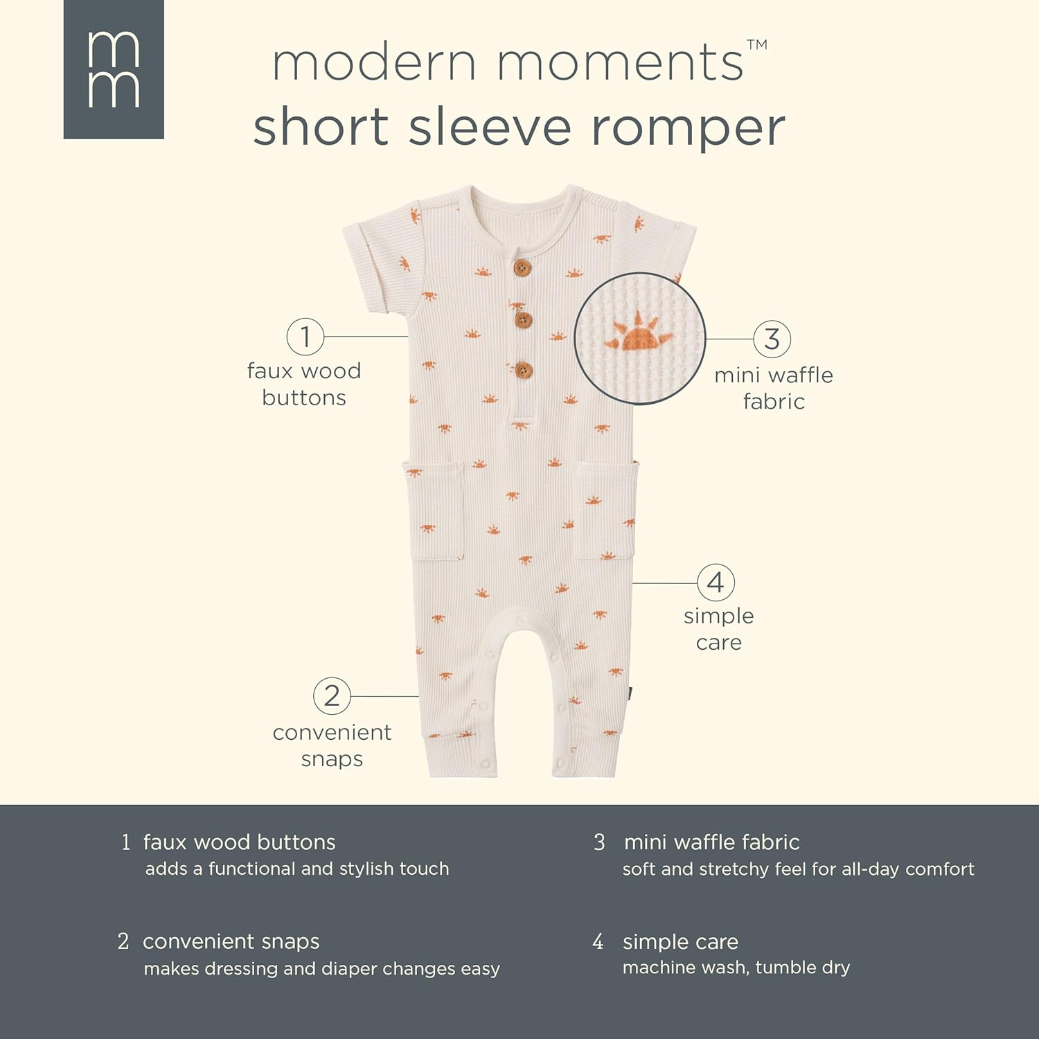 Modern Moments by Gerber unisex Short Sleeve Long Leg Romper - Image 5