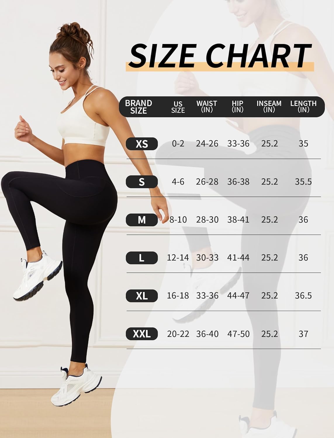 Yoga Leggings for Women with Pockets High Waisted Tummy Control Yoga Pants Soft Buttery Workout Leggings Gym - Image 6