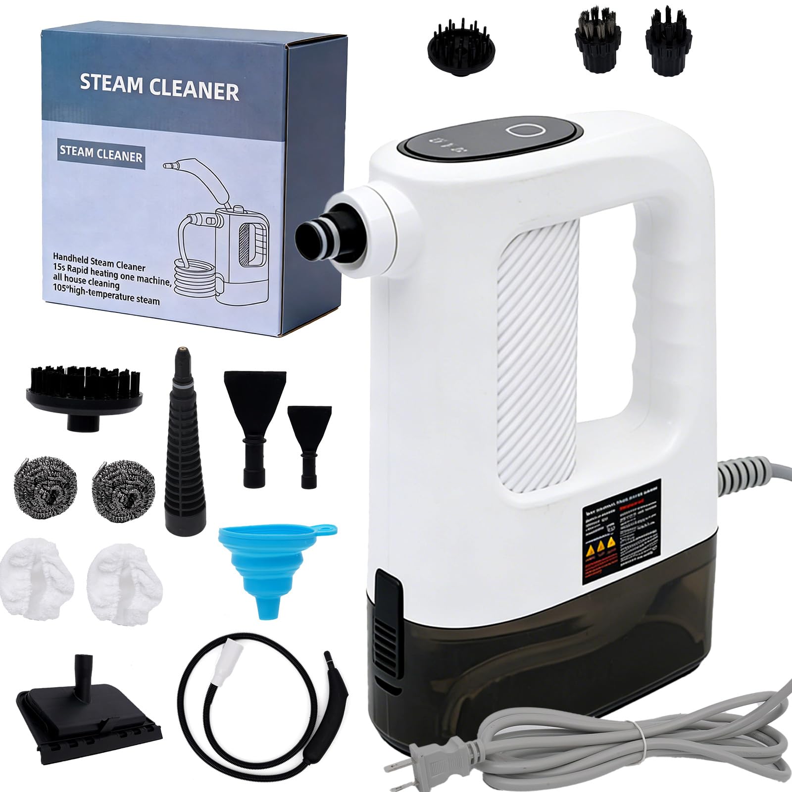 Photo 1 of 15-in-1 Pressurized Multi-Purpose Natural Handheld Steam Cleaner, 15s Instant Heat Portable Steamer with 400ml Tank, Multi-Surface Deep Cleaning for Home, Grout, Furniture, Couch, Car, Bathroom, Floor