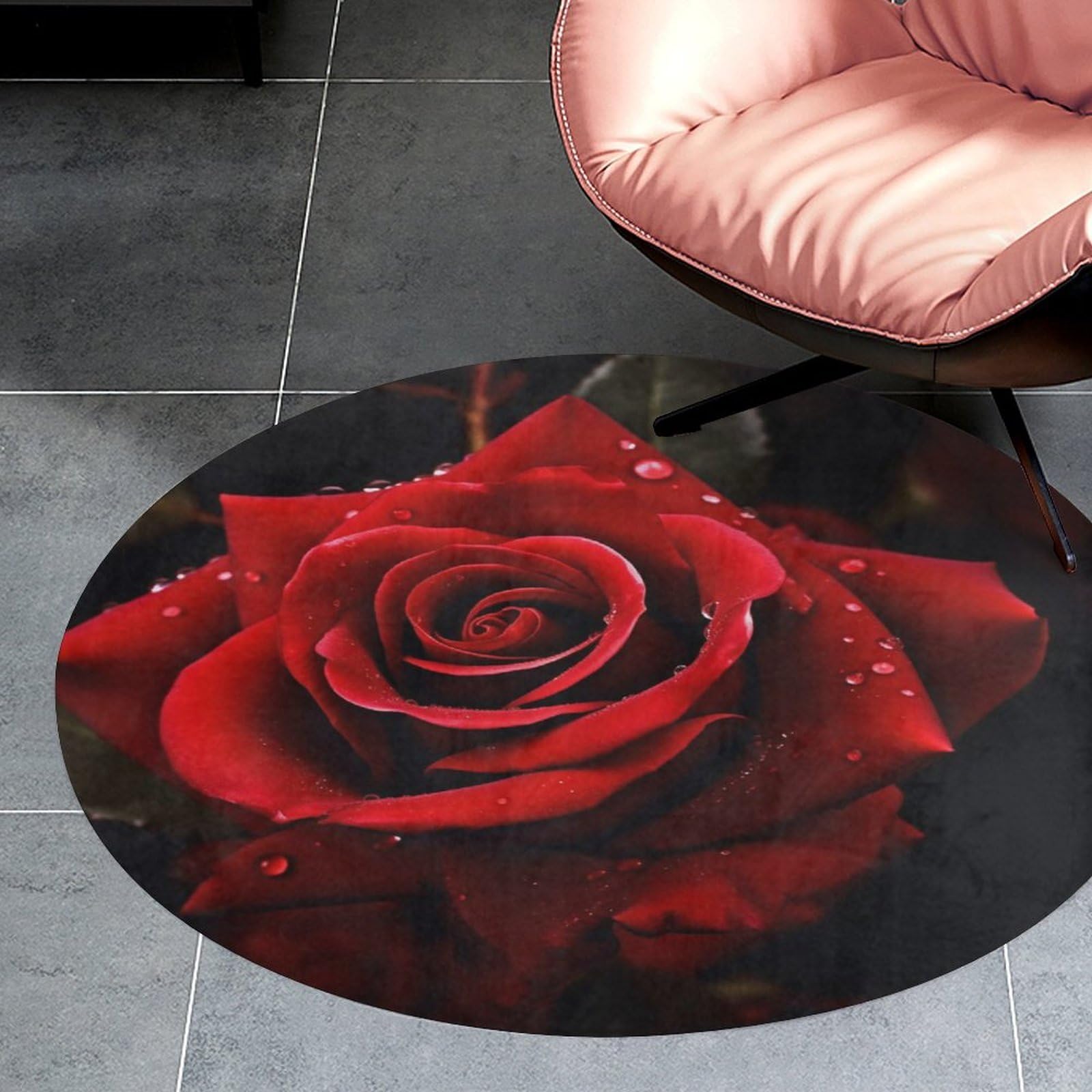 Tapis rond en velours de corail absorbant pour éviter les glissades au sol