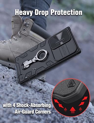 Miniatura 5 de Nillkin Funda para Samsung Galaxy S23 Ultra con cubierta deslizante para cámara y soporte mejorado, funda de teléfono S23 Ultra de grado militar a