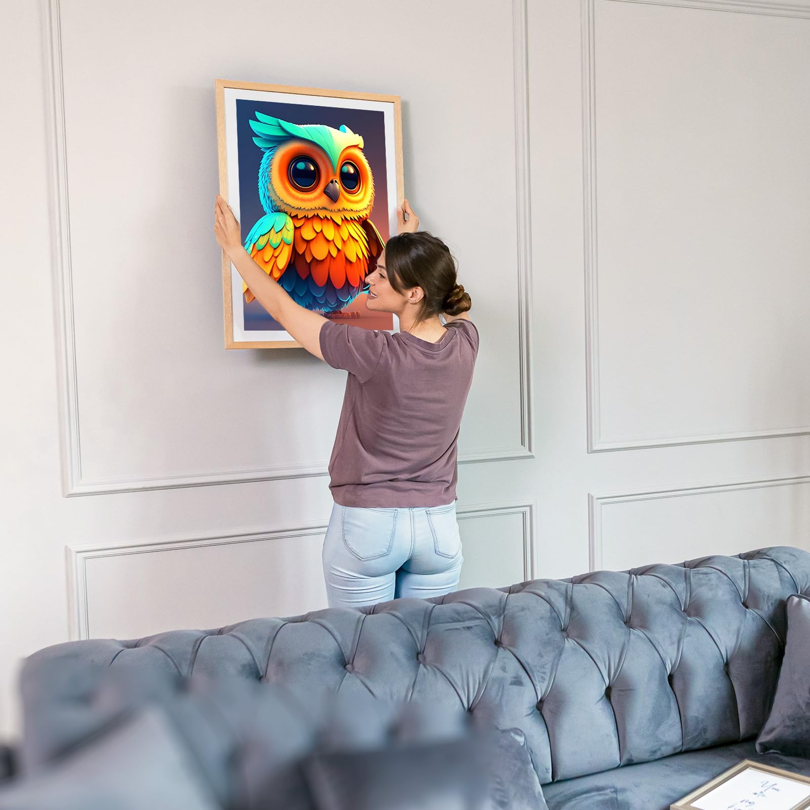 5D Diamond Painting Hibou, Broderie Diamant Animaux, Canevas Diamant Kit Complet Point De Croix