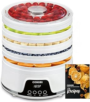 COSORI Food Dehydrator Machine for Jerky, 5 Trays with 165°F Temperature Control and 48H Timer, 350W Dryer for Fruit, Herbs, Meat, Veggies and Dog Treats, 50-Recipes Book Included