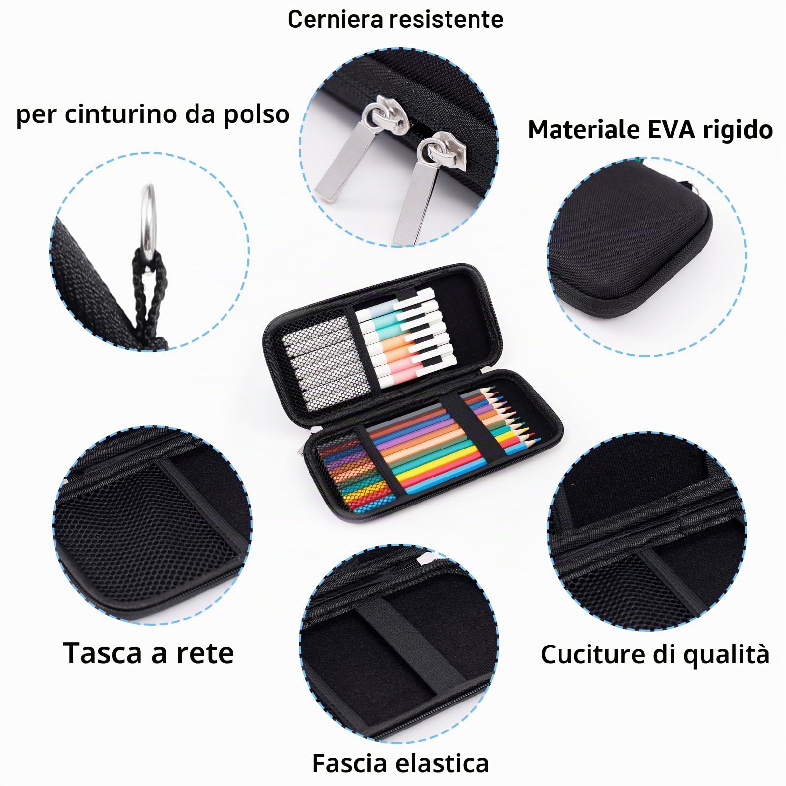 Upgraded Hard Pencil Case Box for Audlts,Durable Pen Carrying Case with Zipper-Black …