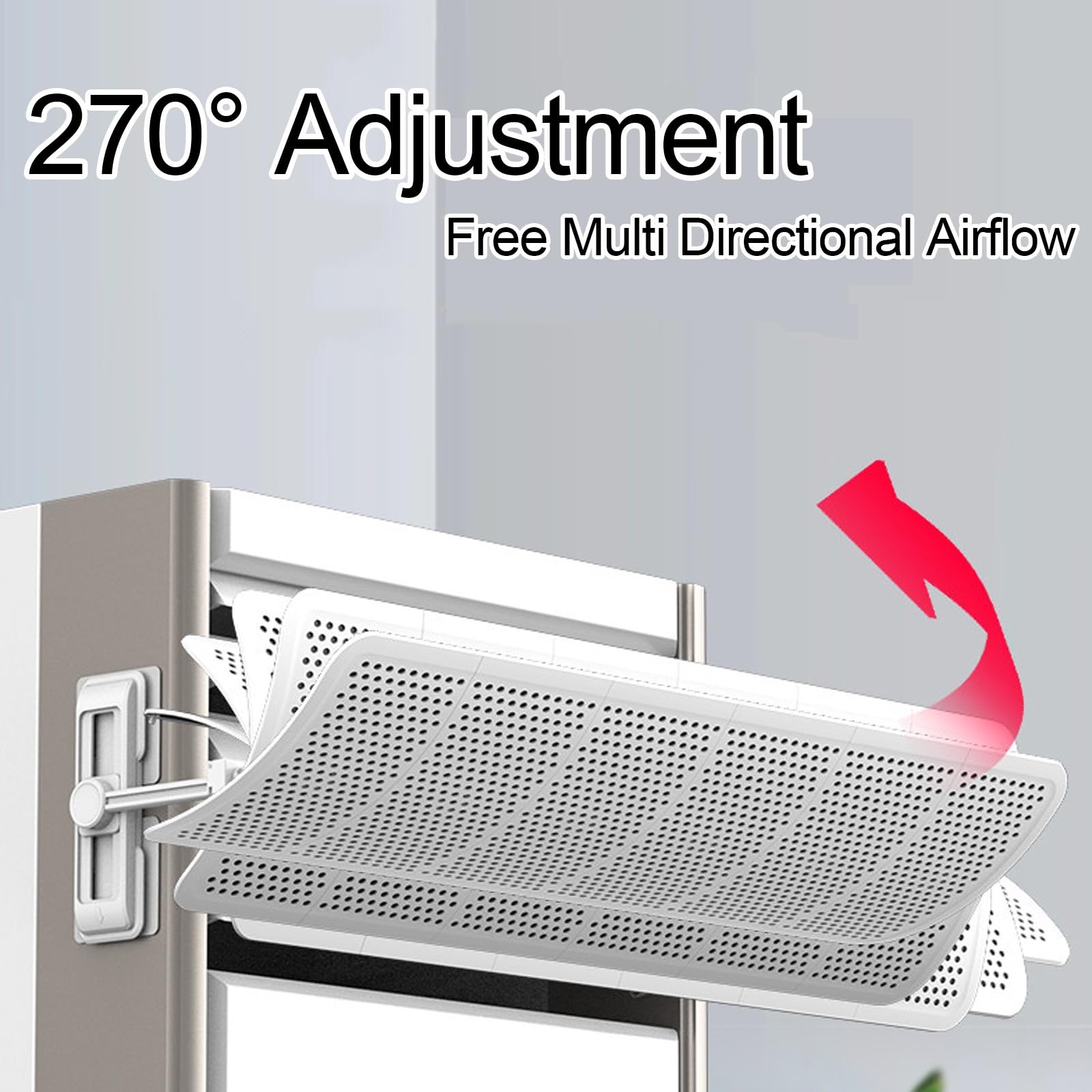 Deflettore Condizionatore 67x20cm Barriera Condizionatore con Controllo del Flusso d'Aria a 6 Zone, Regolabile a 270°