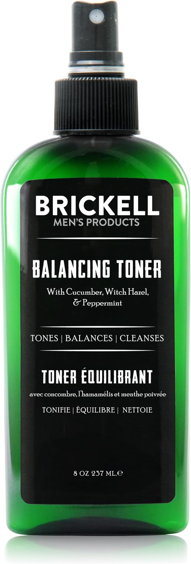Brickell Men's Balancing Toner For Men, Natural and Organic Alcohol-Free Cucumber, Mint Facial Toner with Witch Hazel, 8 Ounce, Scented