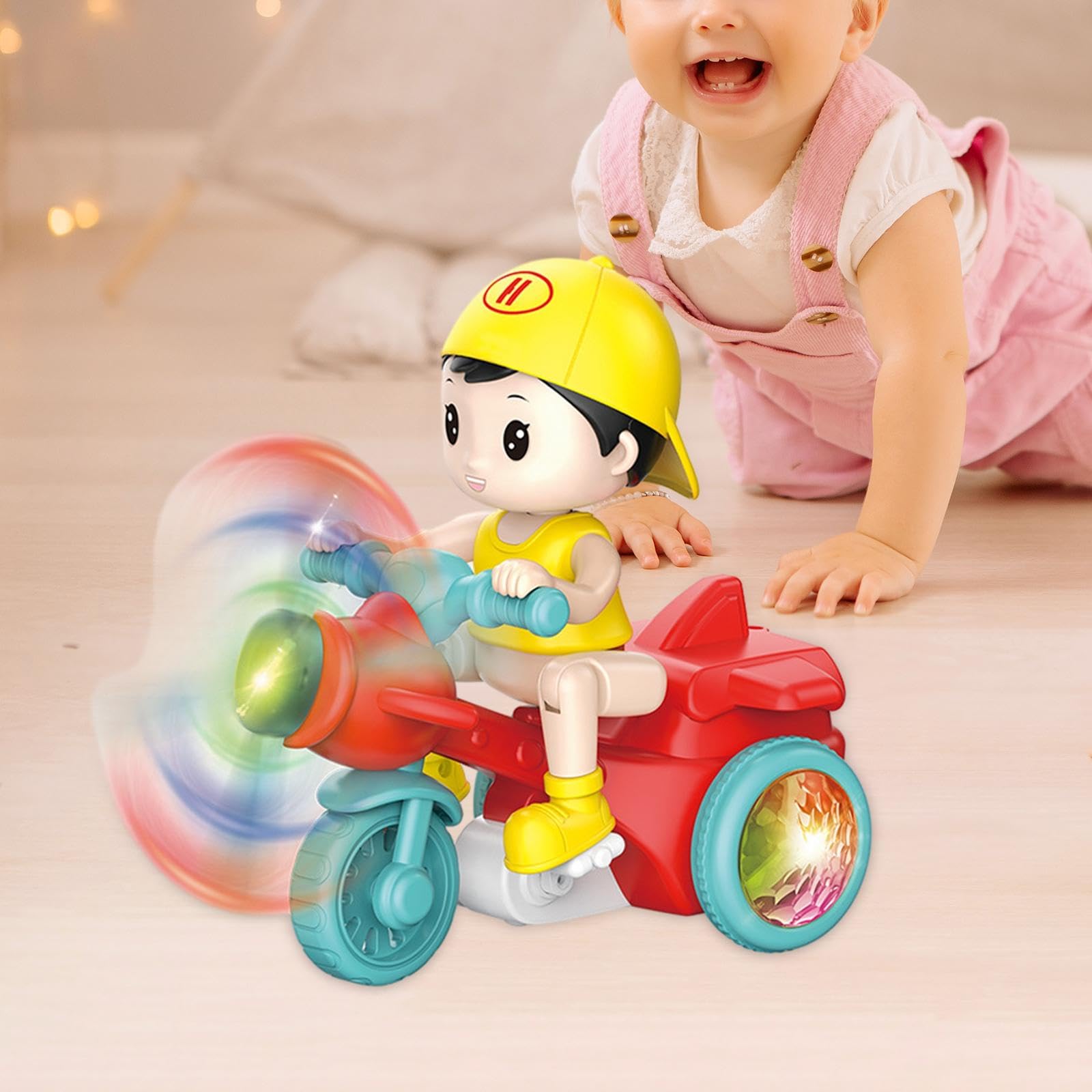 Elettrico Giocattolo Interattivo con Luci Musica Rotazione Divertente Educativo per Bambini Adatto a Compleanno Gioco Regalo Casa, Rosso