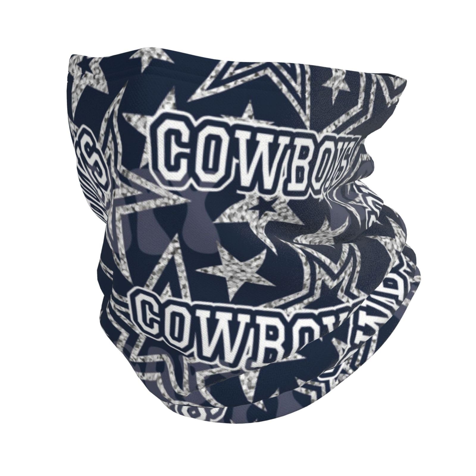 Faqrtiv Unisex Black Adjustable Neck Gaiter Cowboys Star Neck Warmer Headband Neck Gaiter Head Wrap Headgear Face Mask Magic Scarf Bandana For Sports