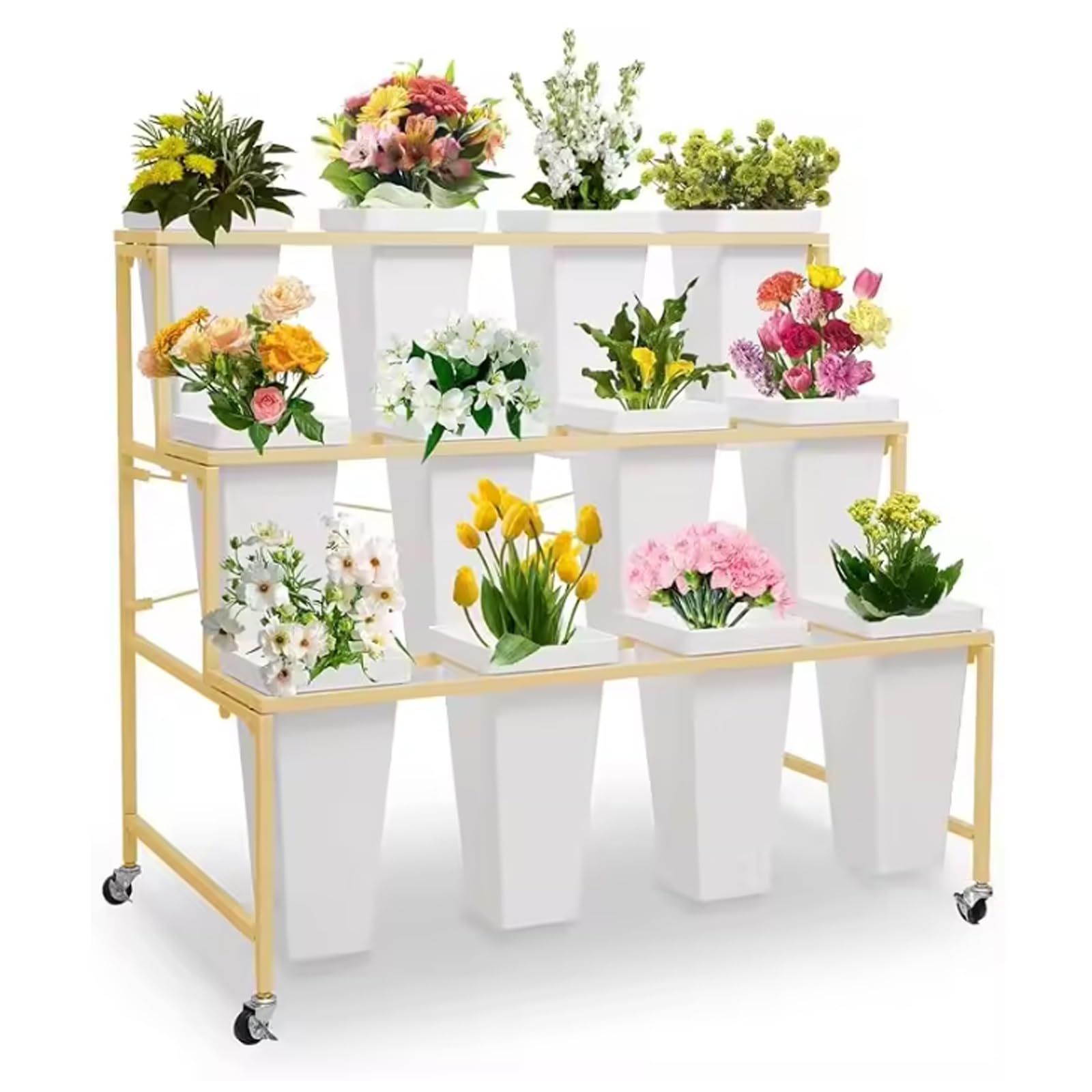 Étagère mobile pour bouquets de fleuristes et décoration de terrasse en métal