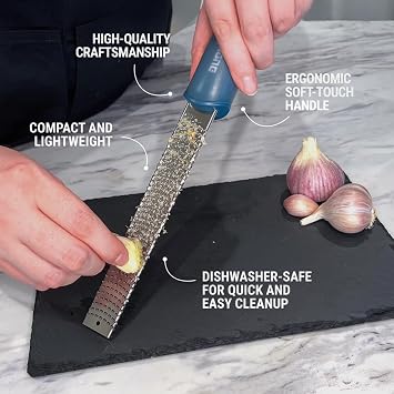 Microplane Home Series Zester & Cleaning Brush - Stainless Steel Citrus, Cheese, Ginger, Chocolate, Nutmeg Grater - Soft-Touch Handle - Made in USA - Plum Rose
