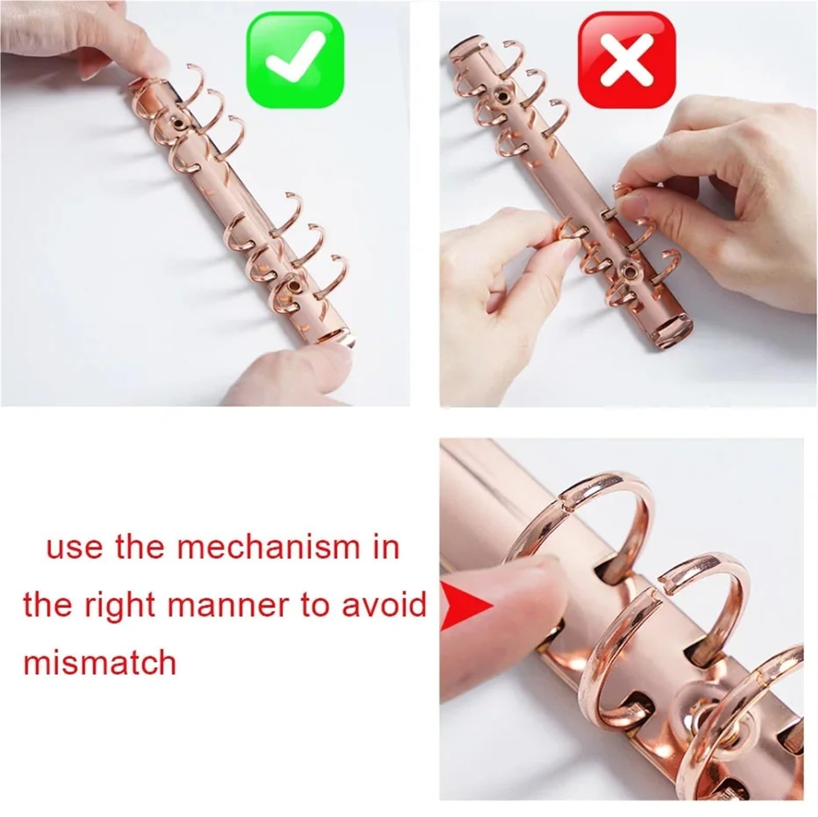 Clip foglie sciolte in metallo multicolore, Raccoglitore ad anelli A5 Meccanismo 4 a spirale metallica Vite Multi 19-30mm DiaryPlanner FileFolder(Brass 19mm)