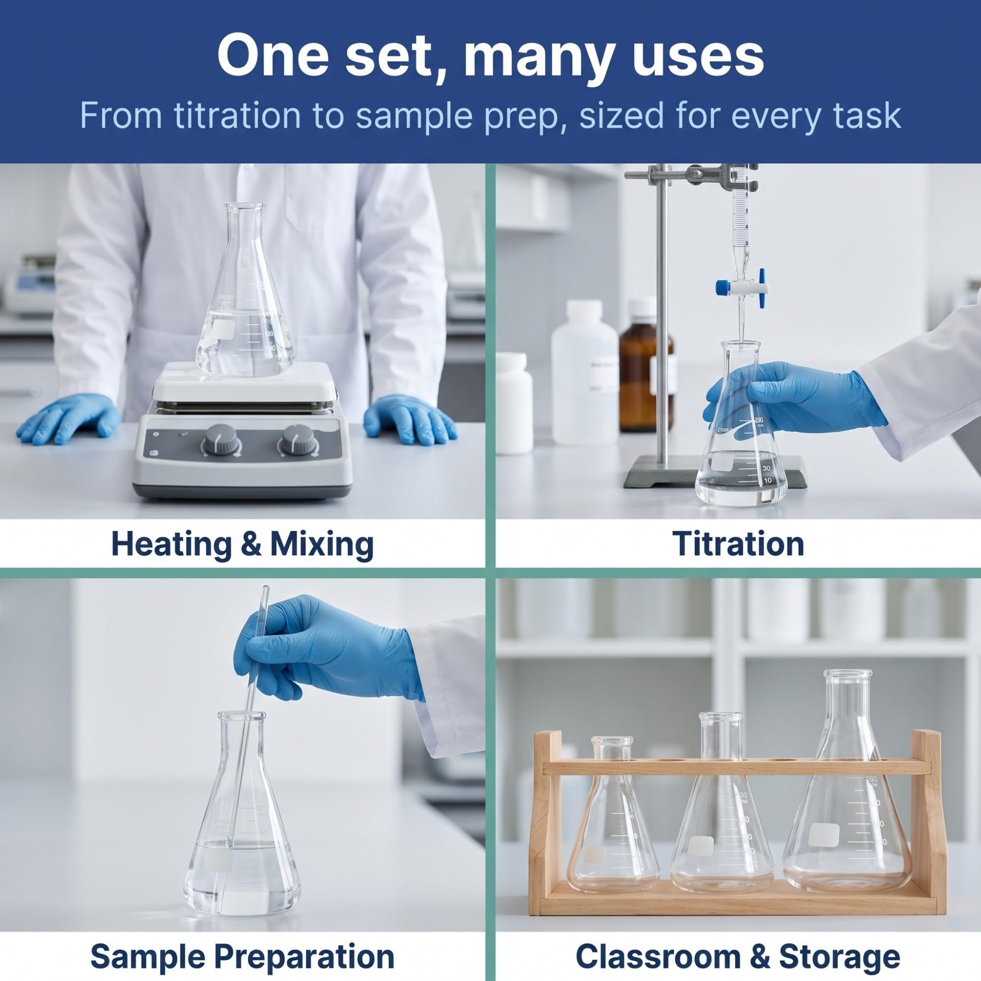 United Scientific™ Glass Erlenmeyer Flask Set, 50/150/250ml, Lab Glassware — Amazon image 5
