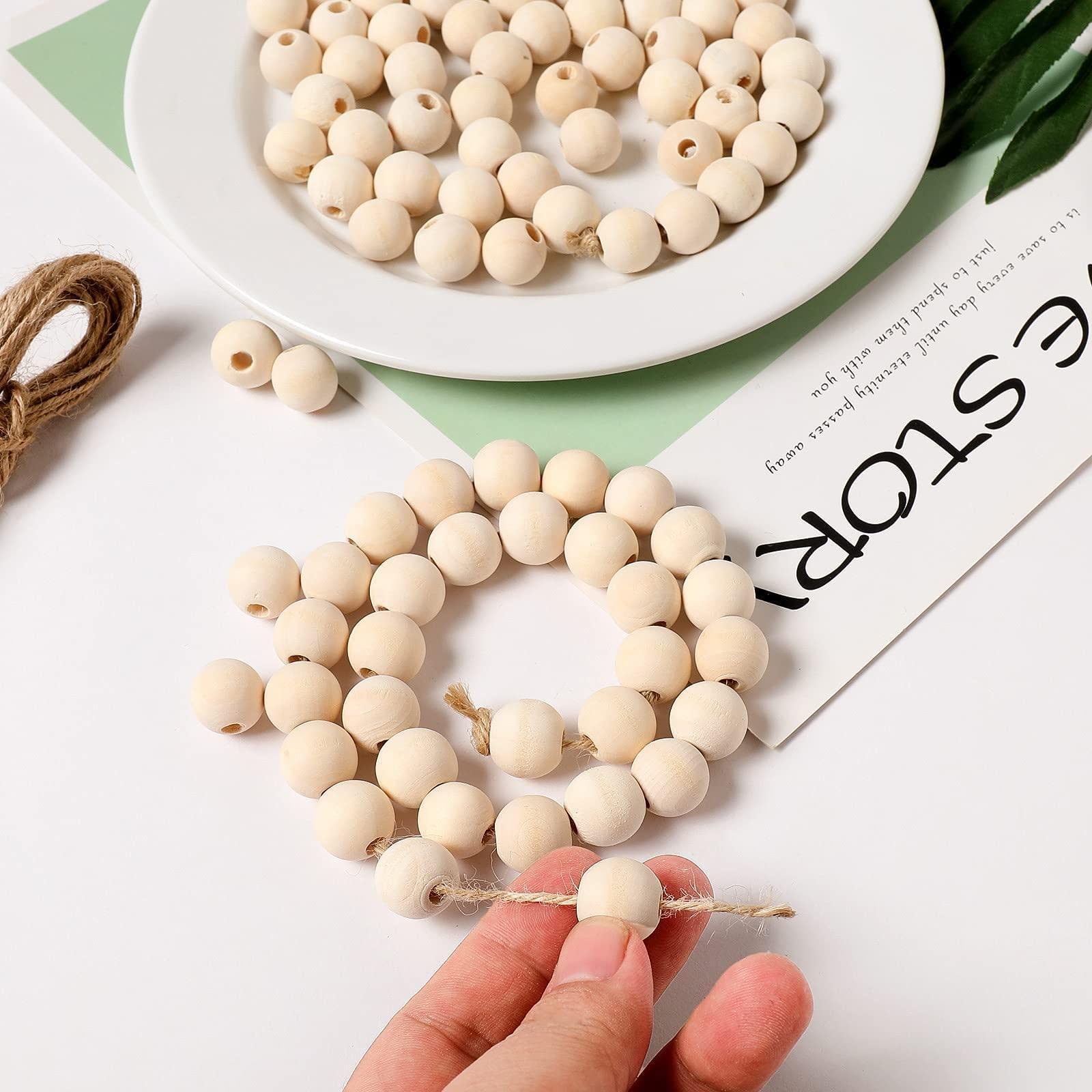 Amazon.co.jp: ウッドビーズ 木製ビーズ 約100個 16mm 穴4mm DIY 手芸