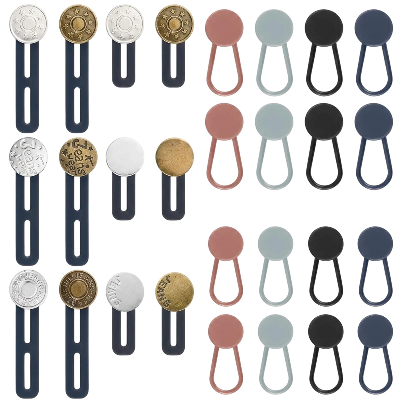 28Pcs Button Extender for Trousers for Men & Women, Waist Extender for Trousers Adds 1-2 Inches, Elastic Waistband Extender for Daily Use, Ideal for Maternity, Weight Change, or Post-Meal Bloat