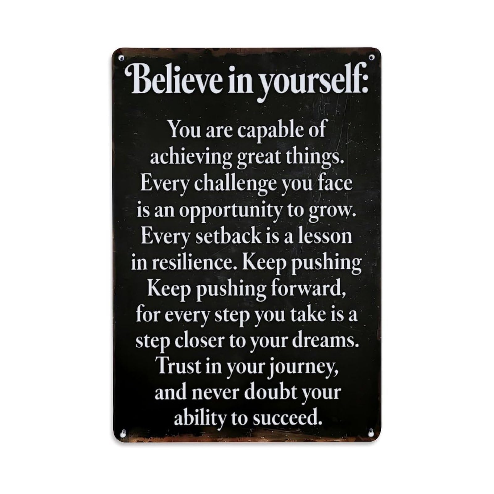 Nestemfo Vintage Believe In Yourself Motivational Quote Print_1 Tin Sign Metal Sign, Living Room,Bar, Home, Bedroom Wall Decor,Retro Metal Poster 8X12 Inches