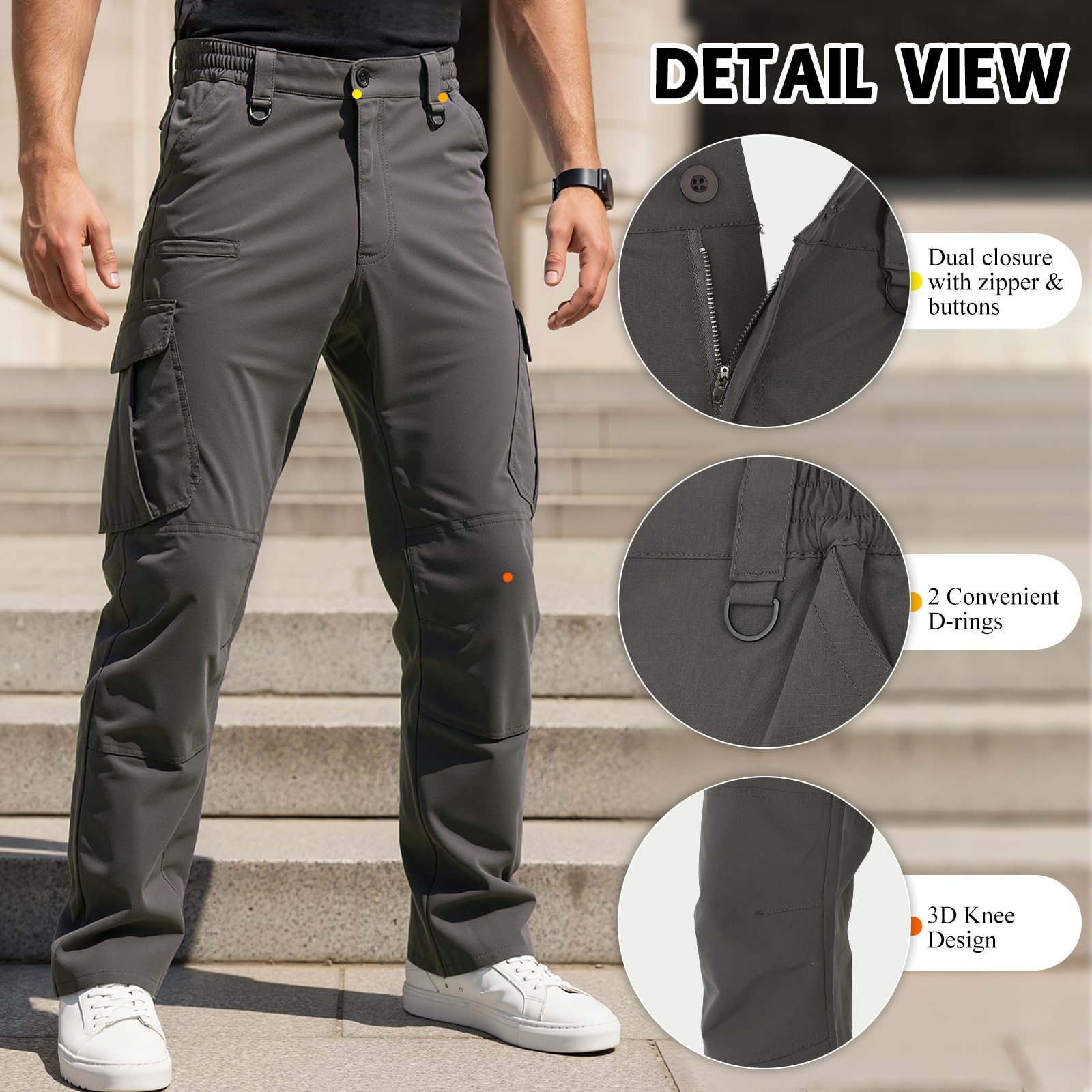 BWBIKE Pantalon de Randonnée Extérieur résistant à l'eau pour Hommes, Pantalon Cargo Tactique Léger en Ripstop pour Le Sport, Le Travail et Les Voyages de Combat