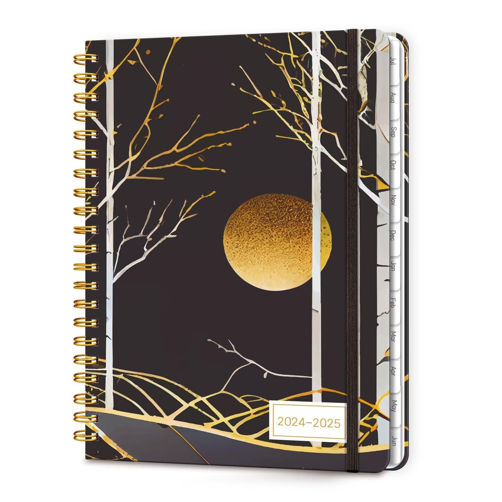 Lonely Oak Planner 2024-2025 Academic Year, A5 Monthly Weekly Planner from JUL.2024 to JUN.2025, Student and Teacher Agenda Planner with Tabs, Elastic Closure and Inner Pocket(MOONLIGHT NIGHT)