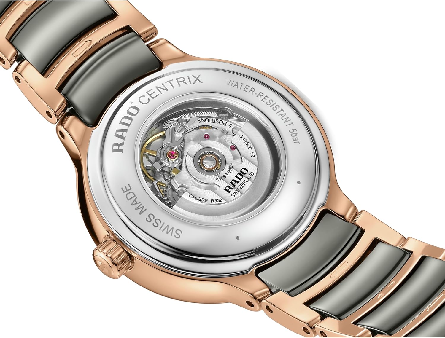 Rado -Centrix-Womens-Swiss Automatic Watch-Stainless Steel PVD-Sapphire Crystal -30.5mm