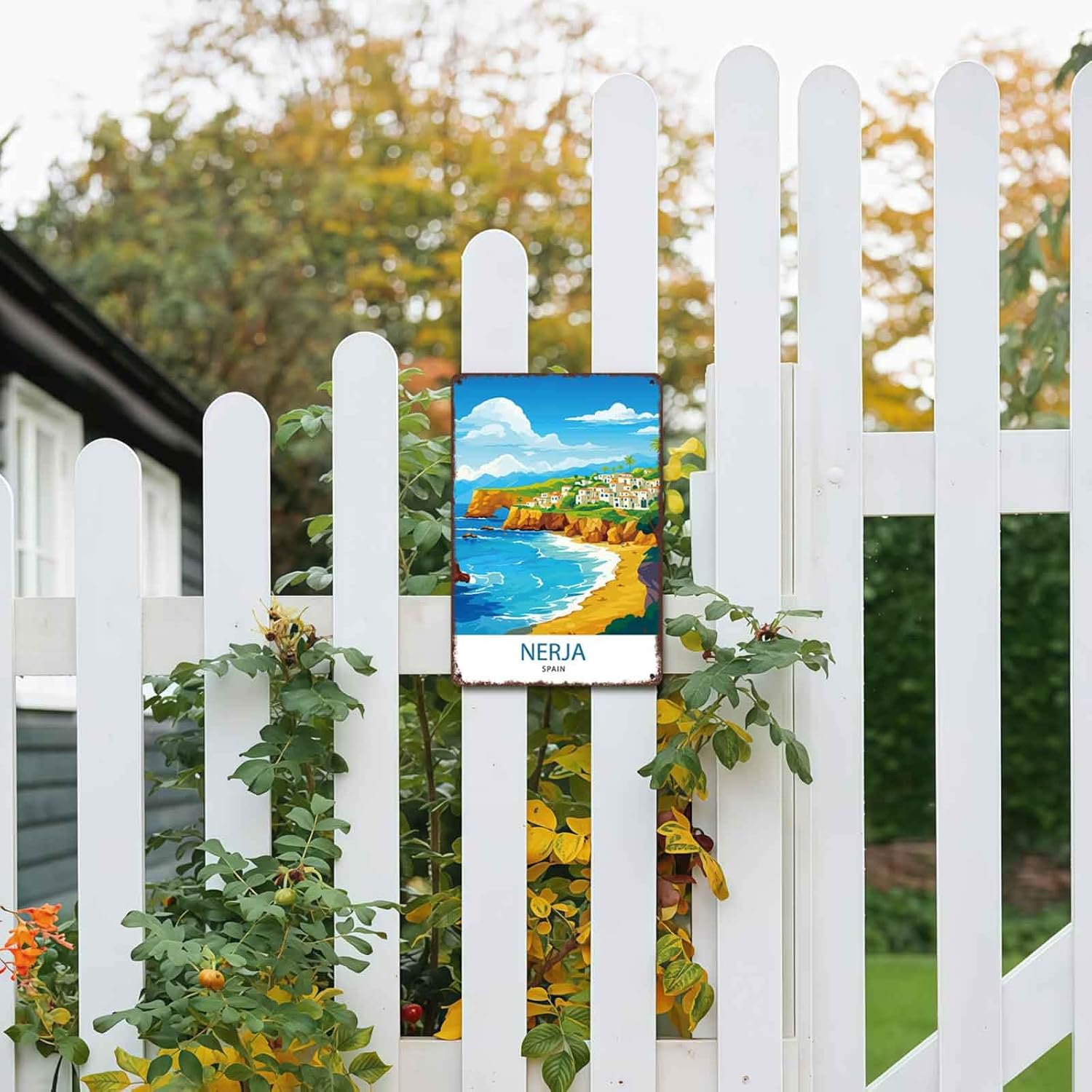 Vintage Travel Nerja Spain Coast Landscape Aluminum Metal Sign 8 x 12 Inch image 5