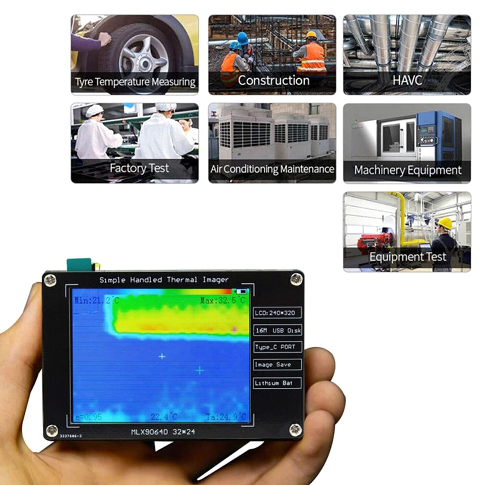 QWQJ Handheld Multifunction 3.2in Thermal Imaging Camera with Wide Temperature Scope High Performances Technology