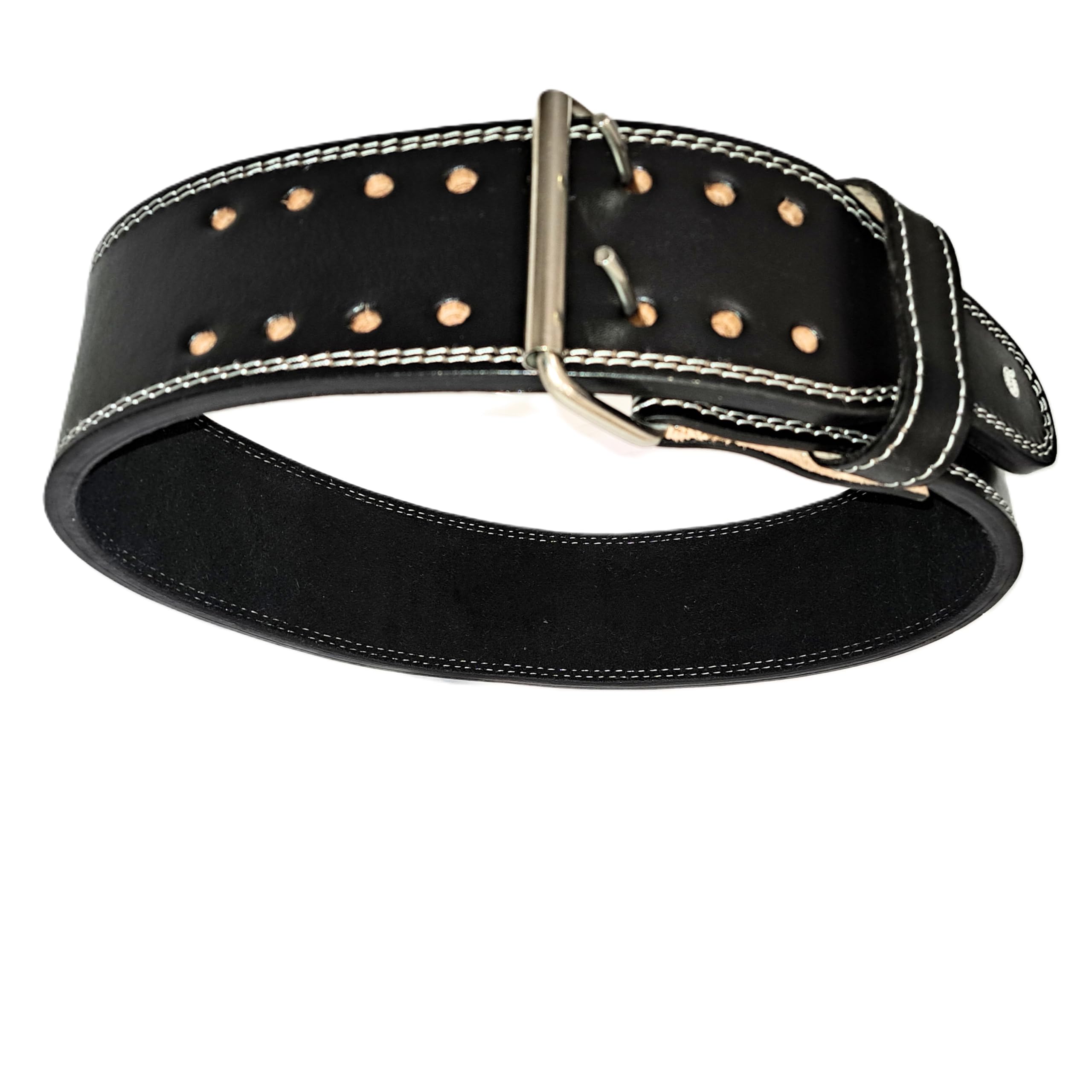 Force of Habit 13 MM Double Prong Genuine Leather Powerlifting Weight Belt 4 Inch Wide Roller Buckle Adjustment Bodybuilding Cross-Training (4X-Large)