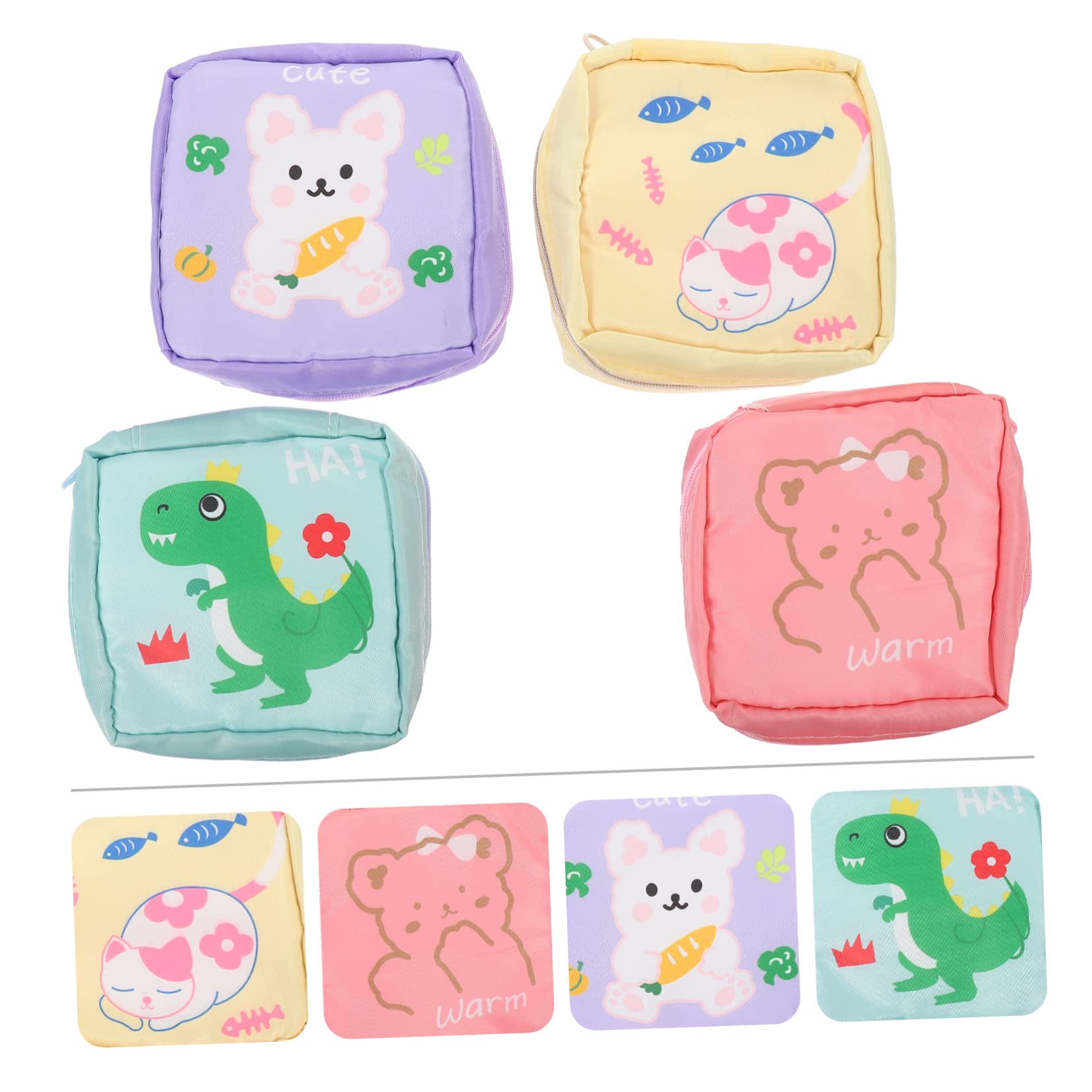 4 set Borsa Per Il Trucco Con Ragazza Dei Cartoni Animati Assorbenti Igienici Piccoli Sacchetti Per Monete Pratici Per Il Ciclo Mestruale Borsa Portaoggetti Per 4 pezzi * 4
