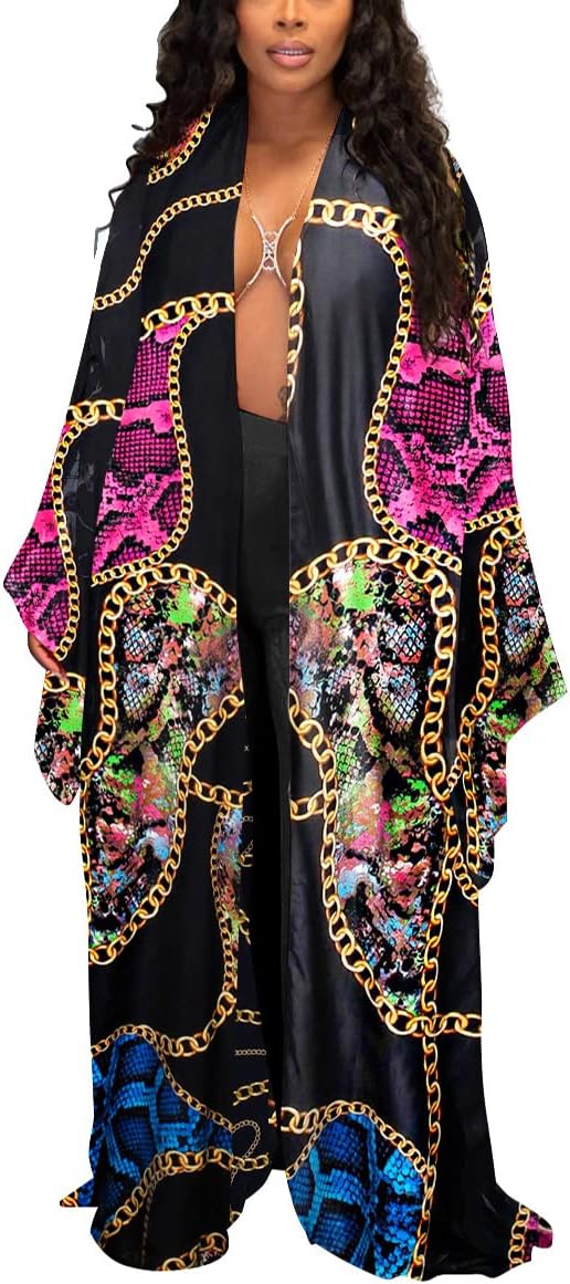 Kimono Cardigan for Women Long Boho Satin Kimono Robes Plus Size Open Front Beach Swimsuit Cover Ups Lightweight Duster