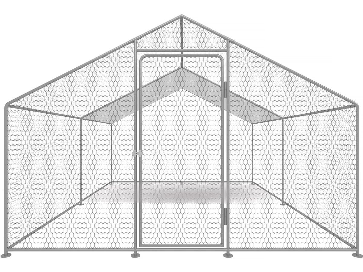 Enclos à Poules 12 m² Parc grillagé 4 x 3 x 2 M Acier galvanisé