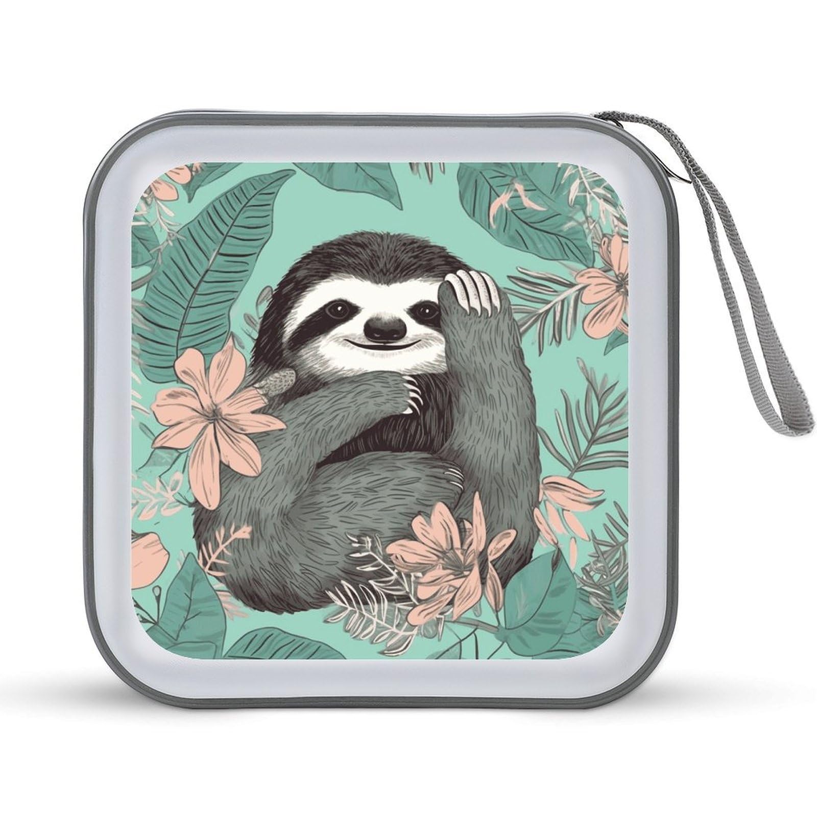 VstaDank Animal Sloth Mint Green CD Case with Hand Strap Lightweight DVD Wallet Holder 40 Capacity CD/DVD Case Wallet Protective CD Wallet CD/DVD Portable Storage Binder for Car Home Office