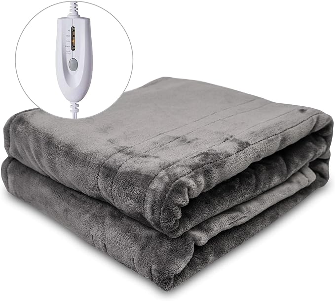 Review BAZORO Electric Throw Heated Blanket, Double-Layer Flannel, 4 Heat Settings and Auto-Off, 60″ x 50″, Gray Review BAZORO Electric Throw Heated Blanket, Double-Layer Flannel, 4 Heat Settings and Auto-Off, 60″ x 50″, Gray