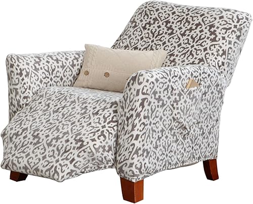 Vista 24 de Great Bay Home Funda reclinable de sarga estampada. Funda elástica de una pieza para sillón reclinable. Funda reclinable sin tirantes para sala
