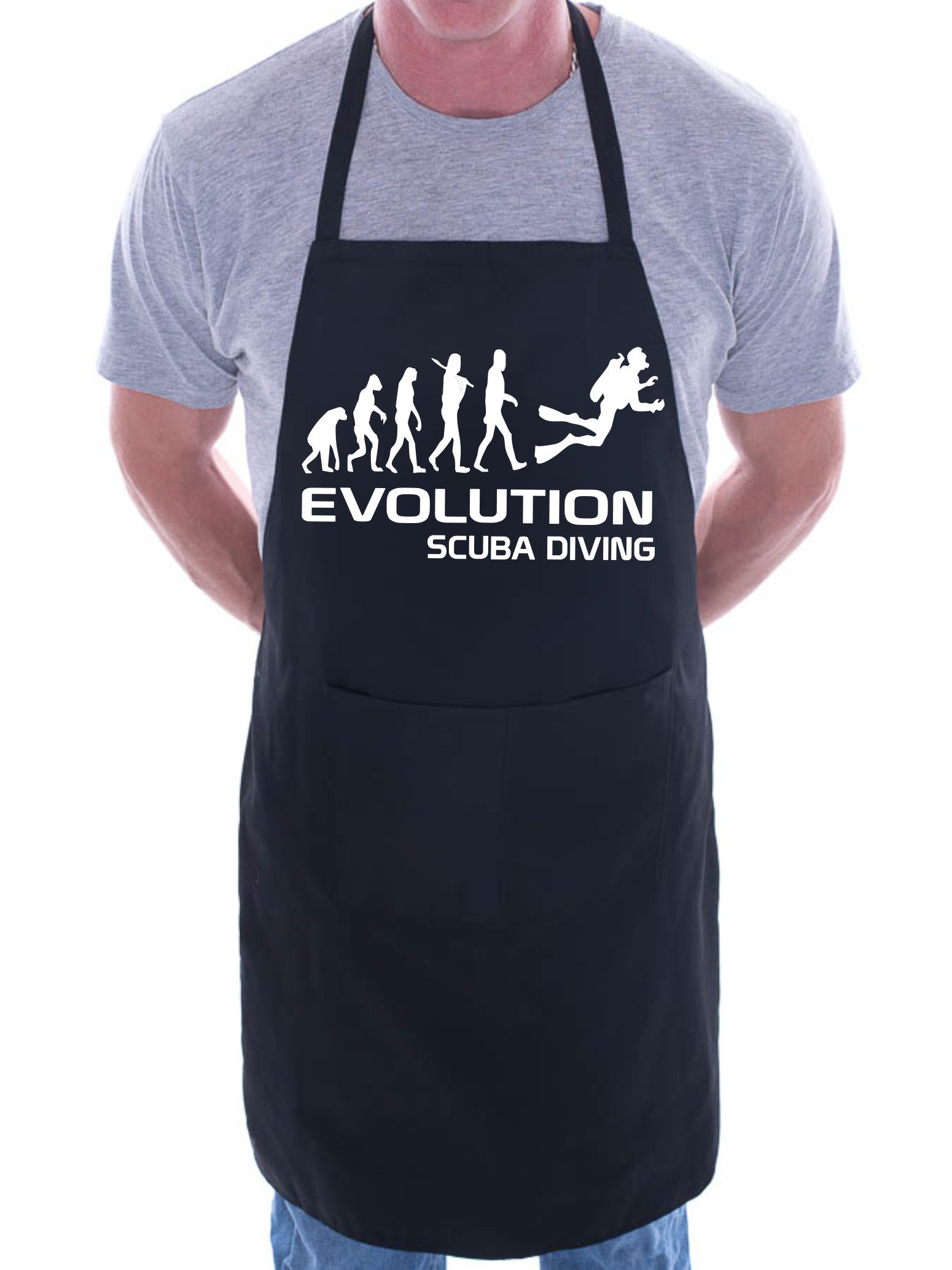 Print4U Scuba Diving Evolution BBQ Cooking Funny Novelty Apron Black