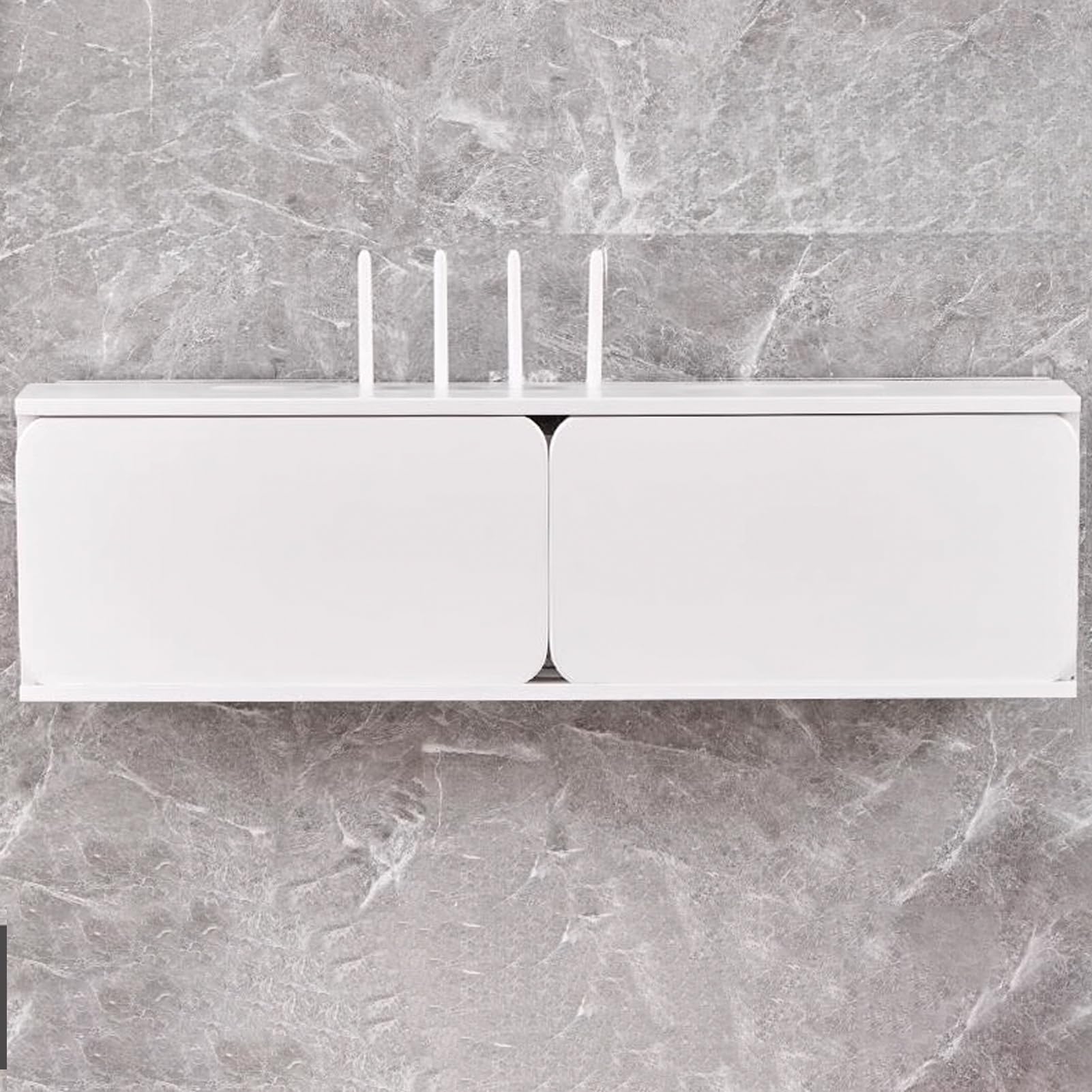 Mueble de Madera for Router WiFi, Caja de Almacenamiento Para Enrutador de Pared, Estante for Módem, Organizador de Cables, Puerta Corredera Tradicional(Wit,80cm/31.5in)