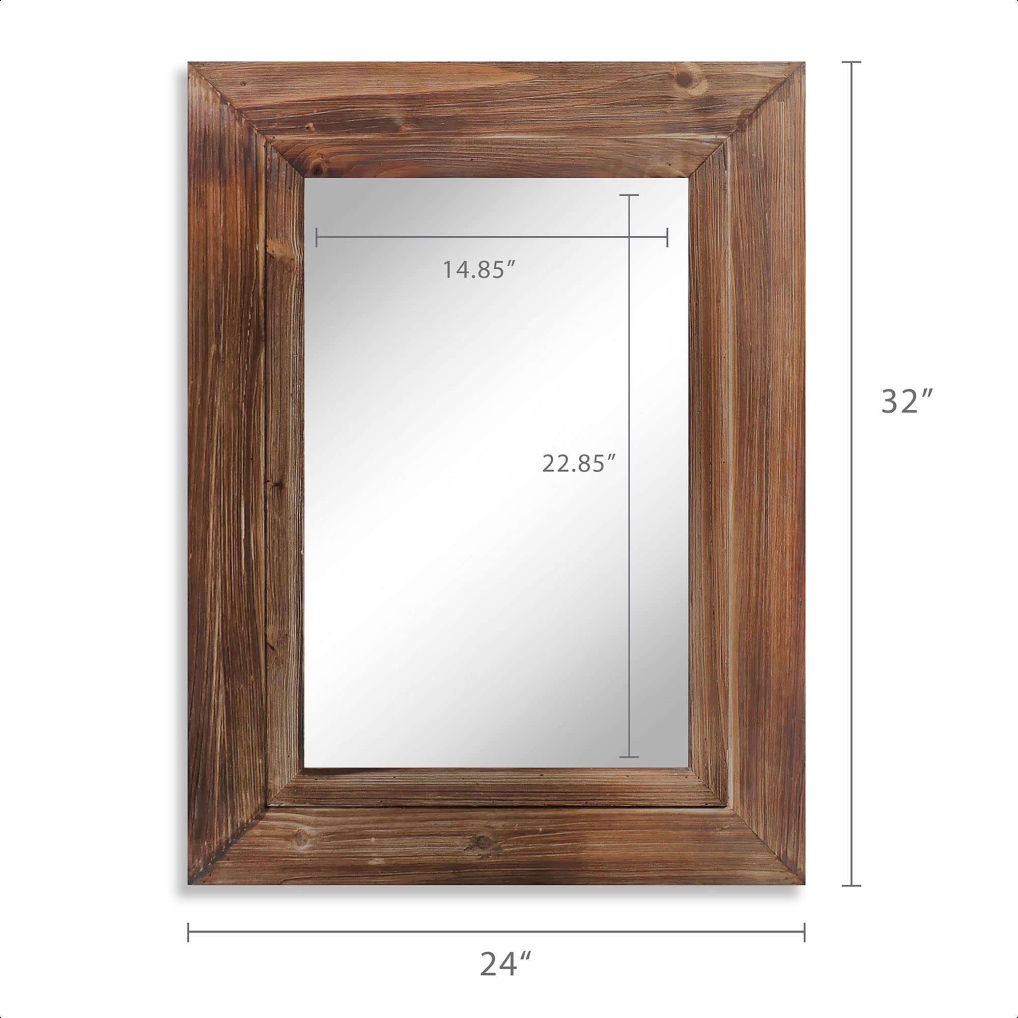 Barnyard Designs 24x32 Dark Wood Farmhouse Wall Mirror, Wooden Large