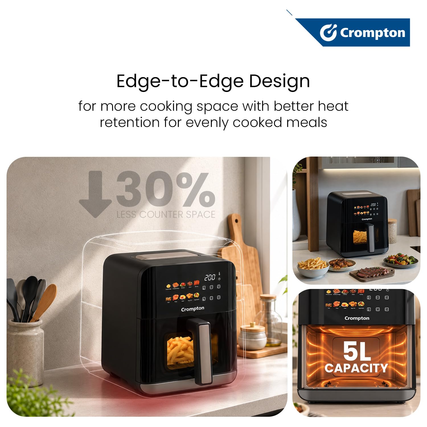 Crompton Ameo Edge Air Fryer - 5L Digital -3