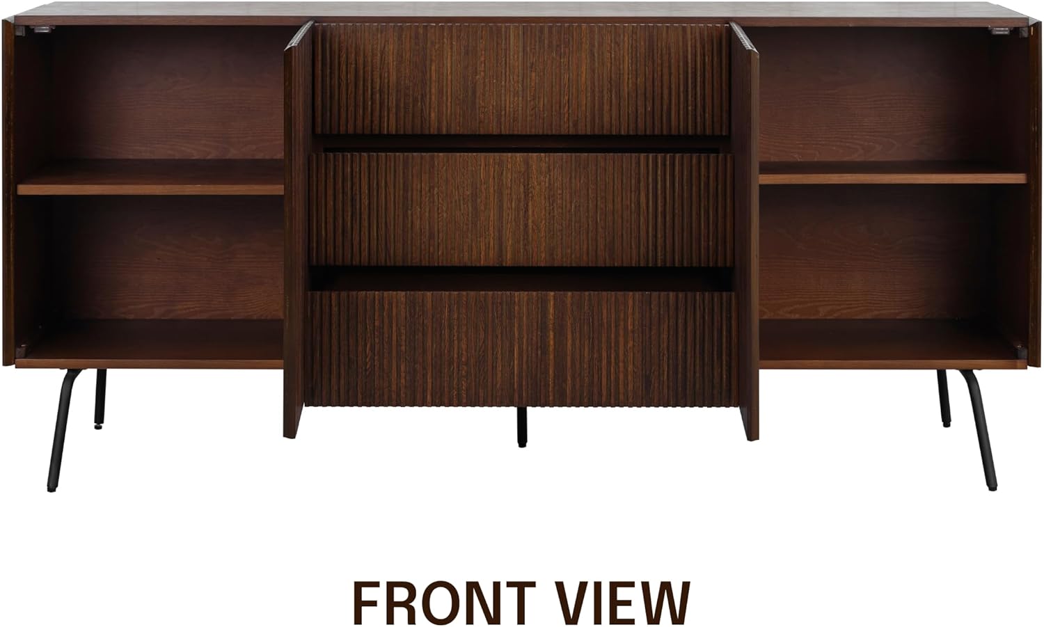 NTC Veil Large Sideboard with doors open, showing interior shelves