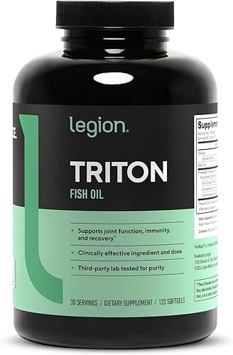 LEGION Cápsulas de aceite de pescado Triton – Ácidos grasos esenciales Omega 3 de triple fuerza con vitamina E y aceite de limón para una máxima