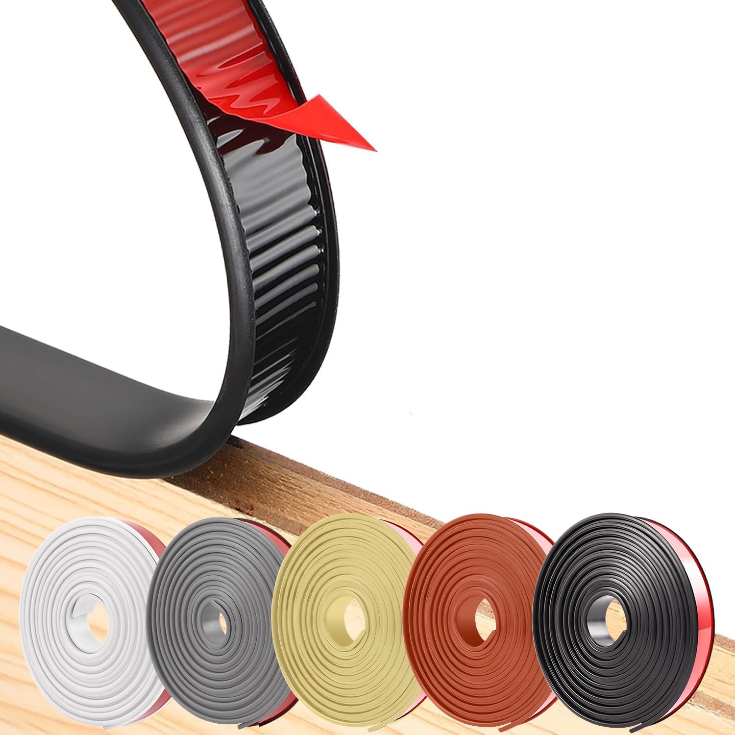 RONSEN U-Förmig Selbstklebend, 5M TPE Möbelkantenband für Tischkantenschutz, Schrankreparatur, Möbelrestaurierung und Renovierung (Schwarz, 5m*12mm)