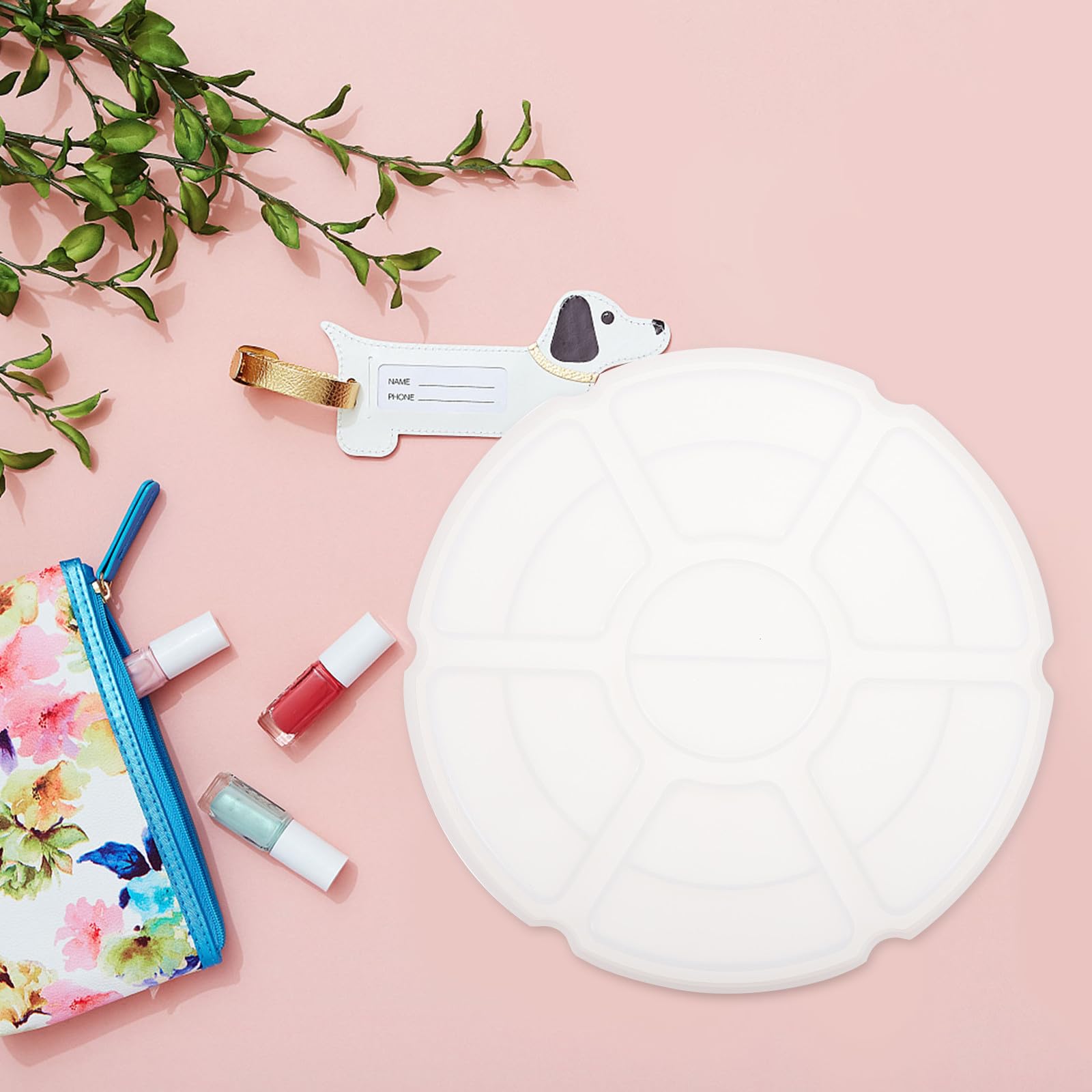 Abaodam 6 Pezzi Stampo in Silicone Bianco per Vassoio 7 Scomparti per Pittura e Trucco, Flessibile e Leggero, per Progetti DIY e Pittura Creativa