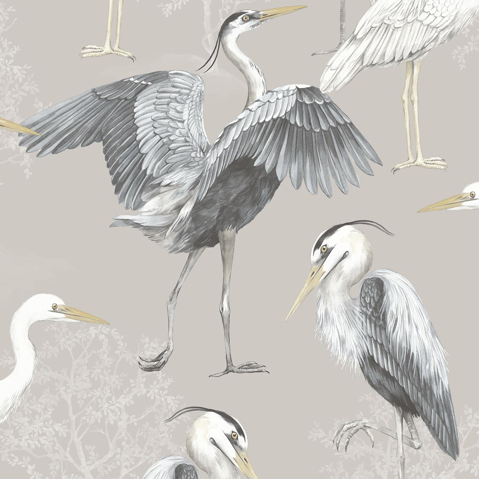 Rasch Heron Crane Bird Animal Nature Wallpaper - Grey