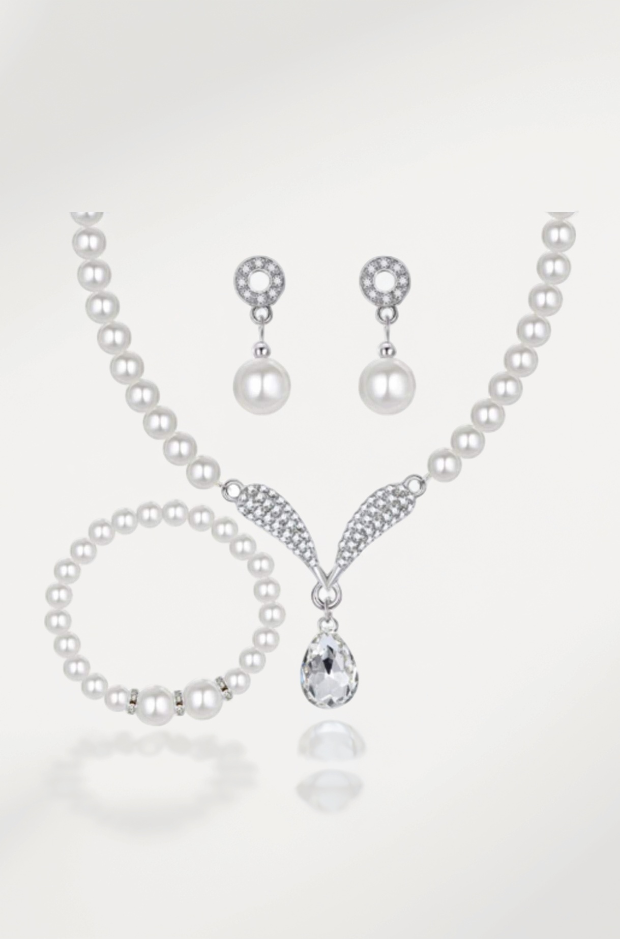 Jewels Galaxy Adorable AD & Pearl Studded Mesmerizing Necklace Set with Bracelet for Women/Girls