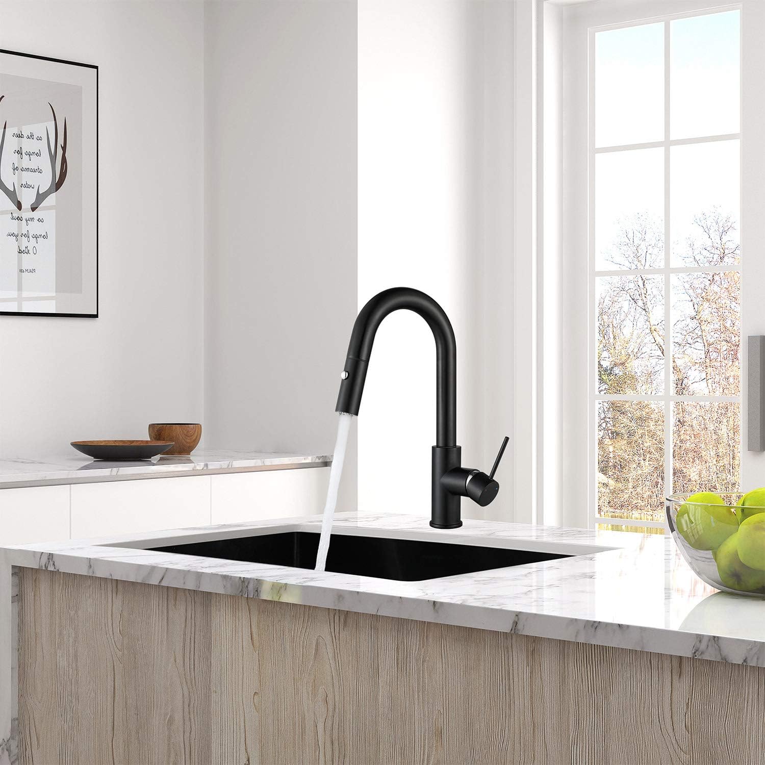 AguaStella AS59MBS Matte Black Bar Faucet or Prep Kitchen Sink Faucet with Pull Down Sprayer and Single Handle - Image 3