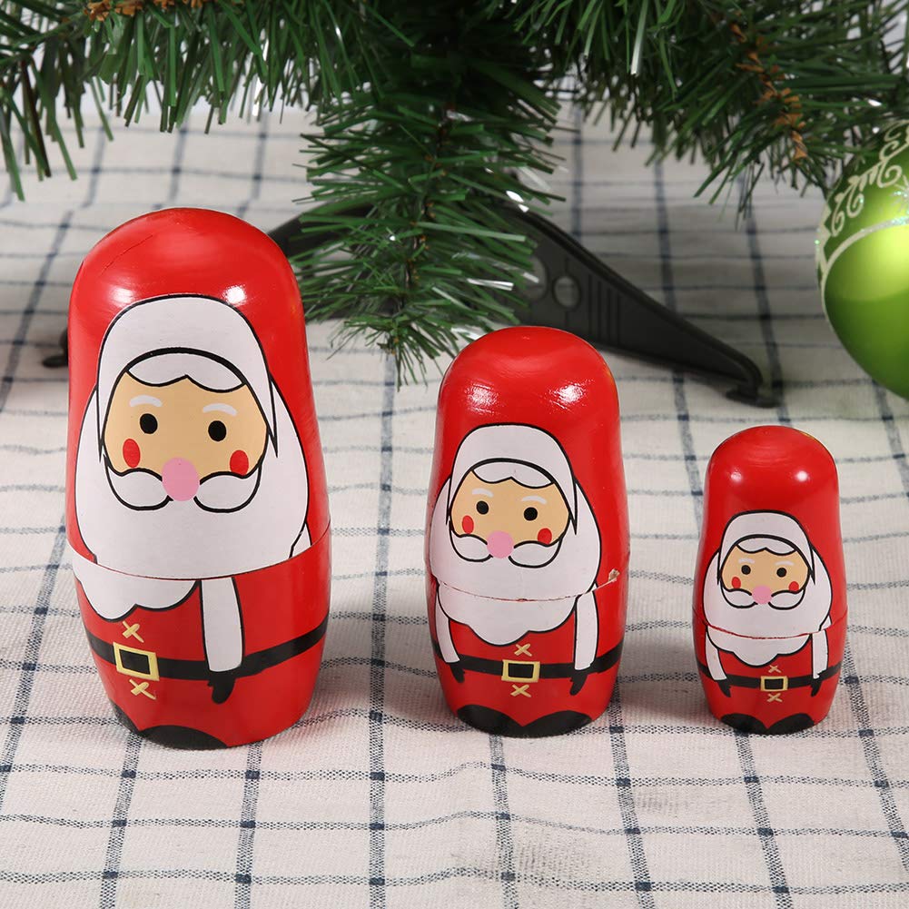 ZJchao Christmas Handpainted Cute Wooden Matryoshka Dolls Set Home Decoration for Kids Toy (Trumpet Old Man)