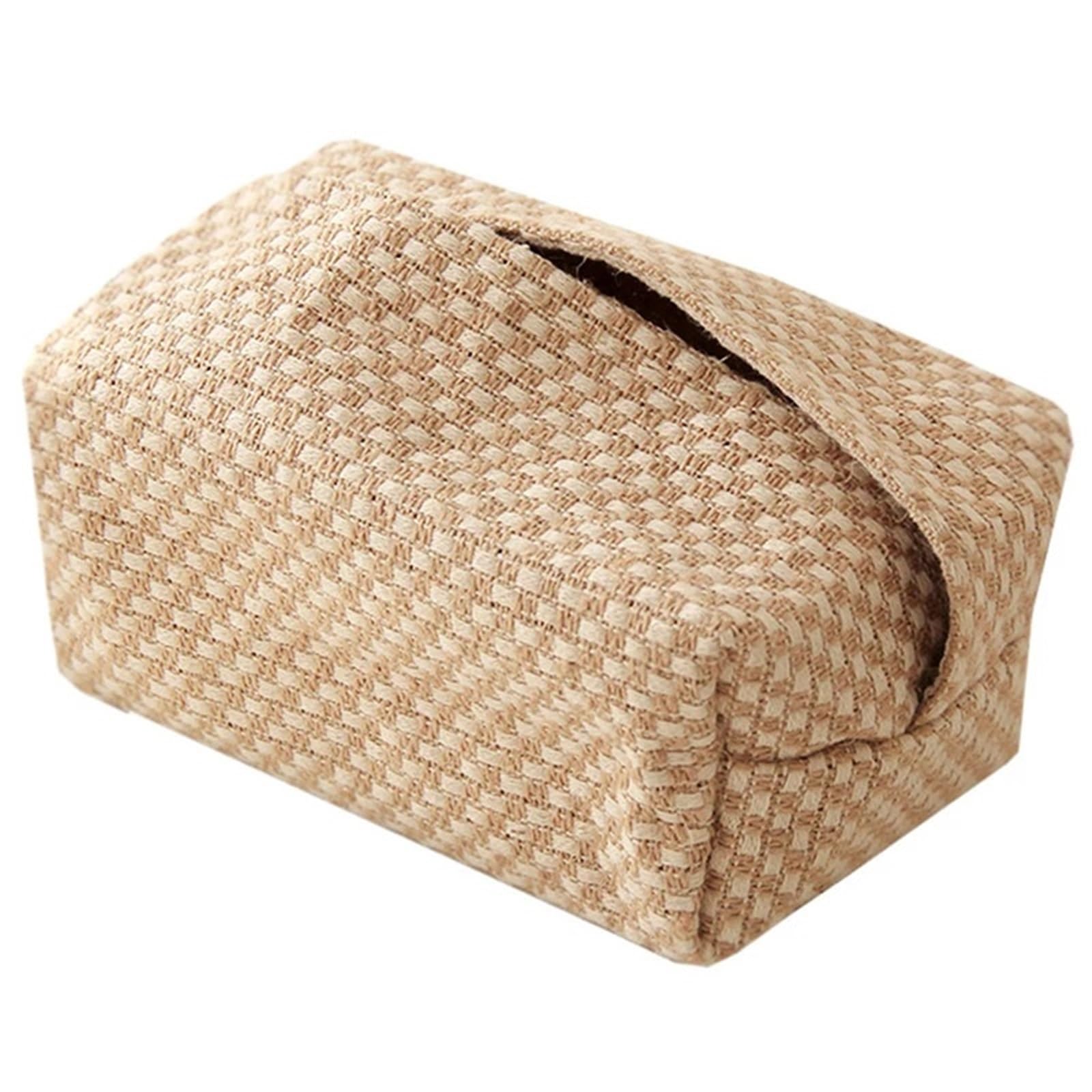 Cotton Linen Cloth Art Tissue Box Holder Car Tissue Holder Desk Table Napkin Holder Home Decor Handkerchief Box(-A)