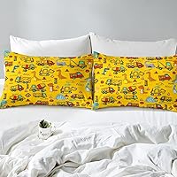 Vista 4 de Juego de ropa de cama de dinosaurio para niños, juego de ropa de cama de construcción de dinosaurios para niños, niñas, equipamiento, camiones