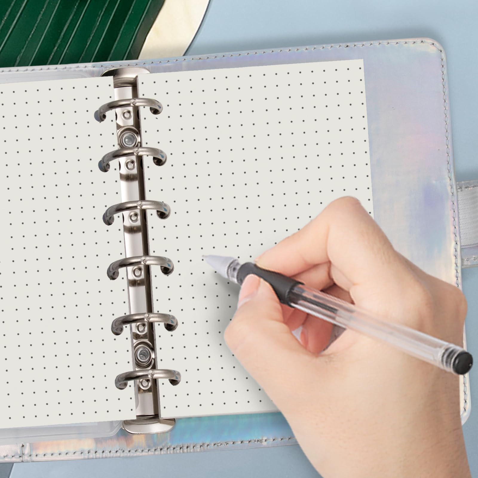 Harphia A7 Dotted Pocket Refills 6 Holes Binder Refill Value Set, 90 Sheets Loose Leaf Paper with Stickers and dividers - Image 2